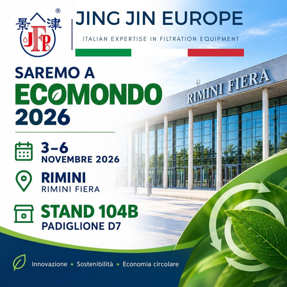 Jing Jin Europe vi aspetta a ECOMONDO 2026